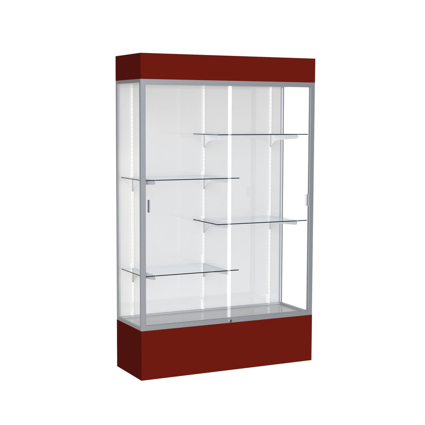 Ghent Spirit Floor Display Case Lighted, Aluminum Frame, 80"H x 48"W x 16"D - Waddell Display Collection (GHE - 3174XX - XX - XX) - SchoolOutlet