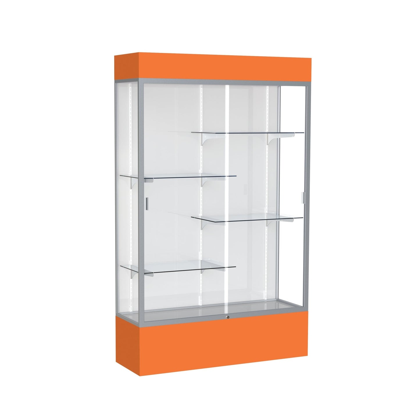 Ghent Spirit Floor Display Case Lighted, Aluminum Frame, 80"H x 48"W x 16"D - Waddell Display Collection (GHE - 3174XX - XX - XX) - SchoolOutlet