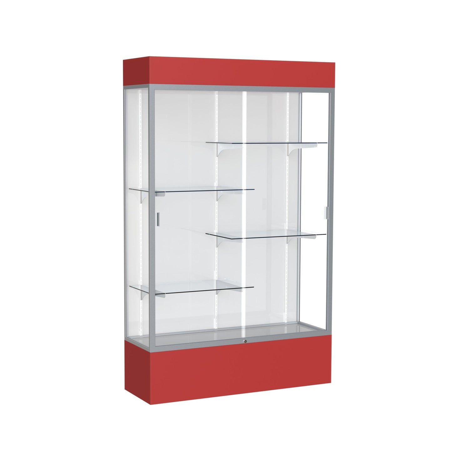 Ghent Spirit Floor Display Case Lighted, Aluminum Frame, 80"H x 48"W x 16"D - Waddell Display Collection (GHE - 3174XX - XX - XX) - SchoolOutlet