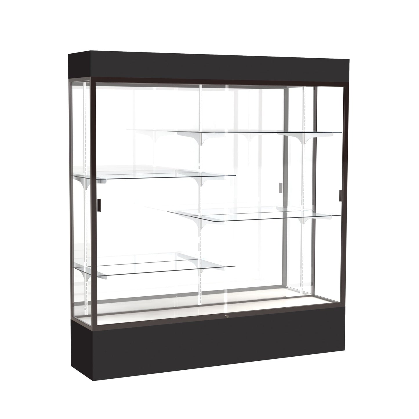 Ghent Spirit Floor Display Case Lighted, Aluminum Frame, 80"H x 72"W x 16"D - Waddell Display Collection (GHE - 3176XX - XX - XX) - SchoolOutlet