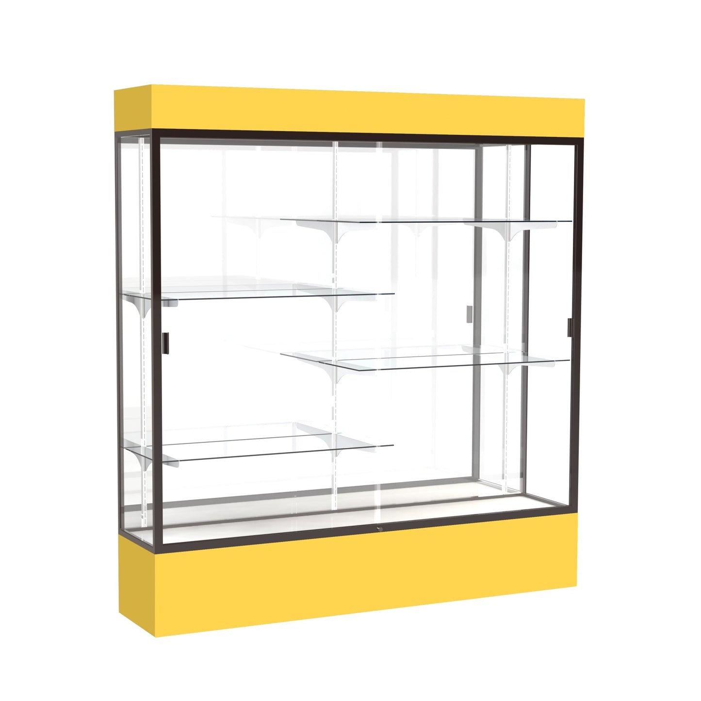 Ghent Spirit Floor Display Case Lighted, Aluminum Frame, 80"H x 72"W x 16"D - Waddell Display Collection (GHE - 3176XX - XX - XX) - SchoolOutlet