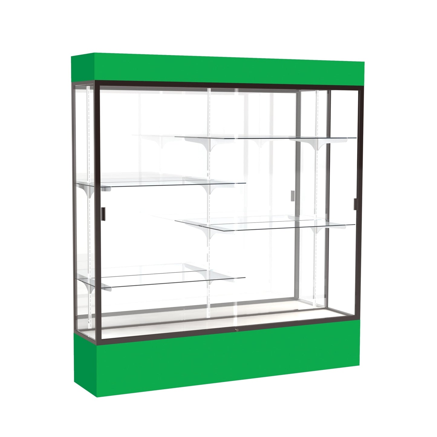 Ghent Spirit Floor Display Case Lighted, Aluminum Frame, 80"H x 72"W x 16"D - Waddell Display Collection (GHE - 3176XX - XX - XX) - SchoolOutlet