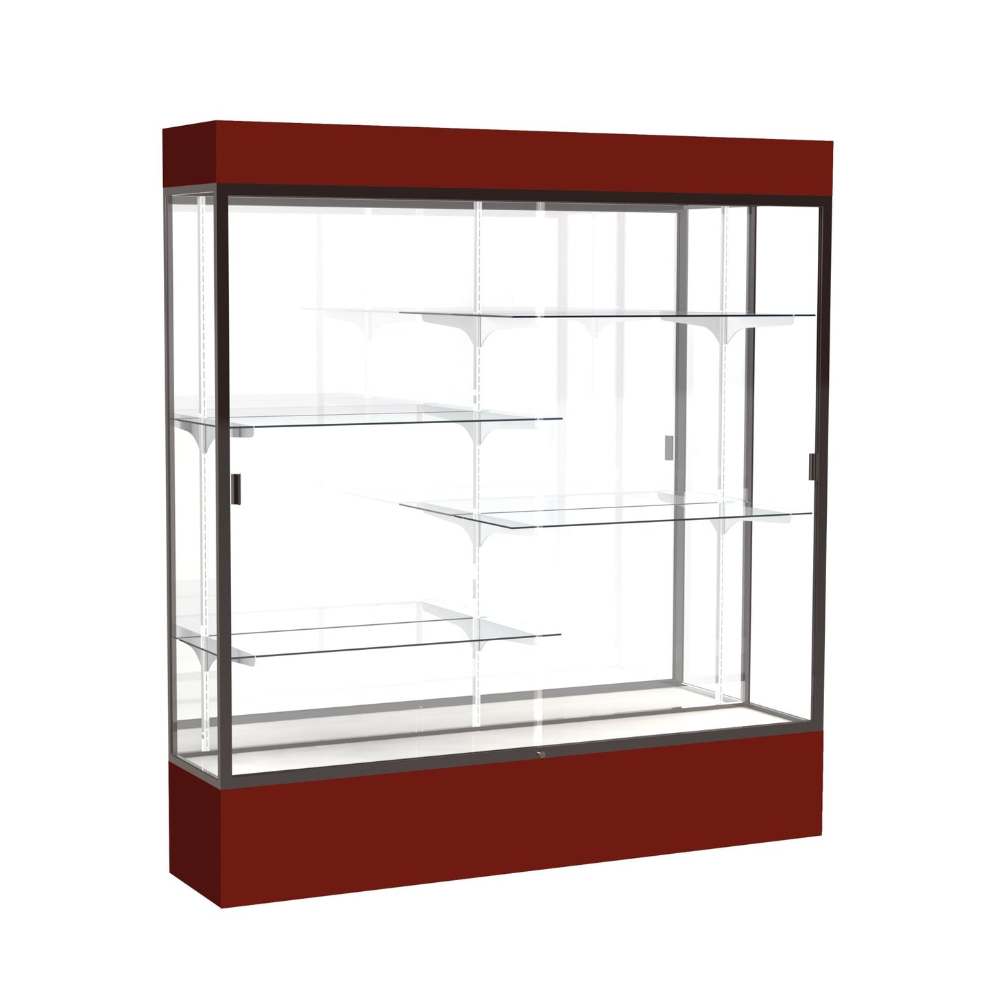 Ghent Spirit Floor Display Case Lighted, Aluminum Frame, 80"H x 72"W x 16"D - Waddell Display Collection (GHE - 3176XX - XX - XX) - SchoolOutlet