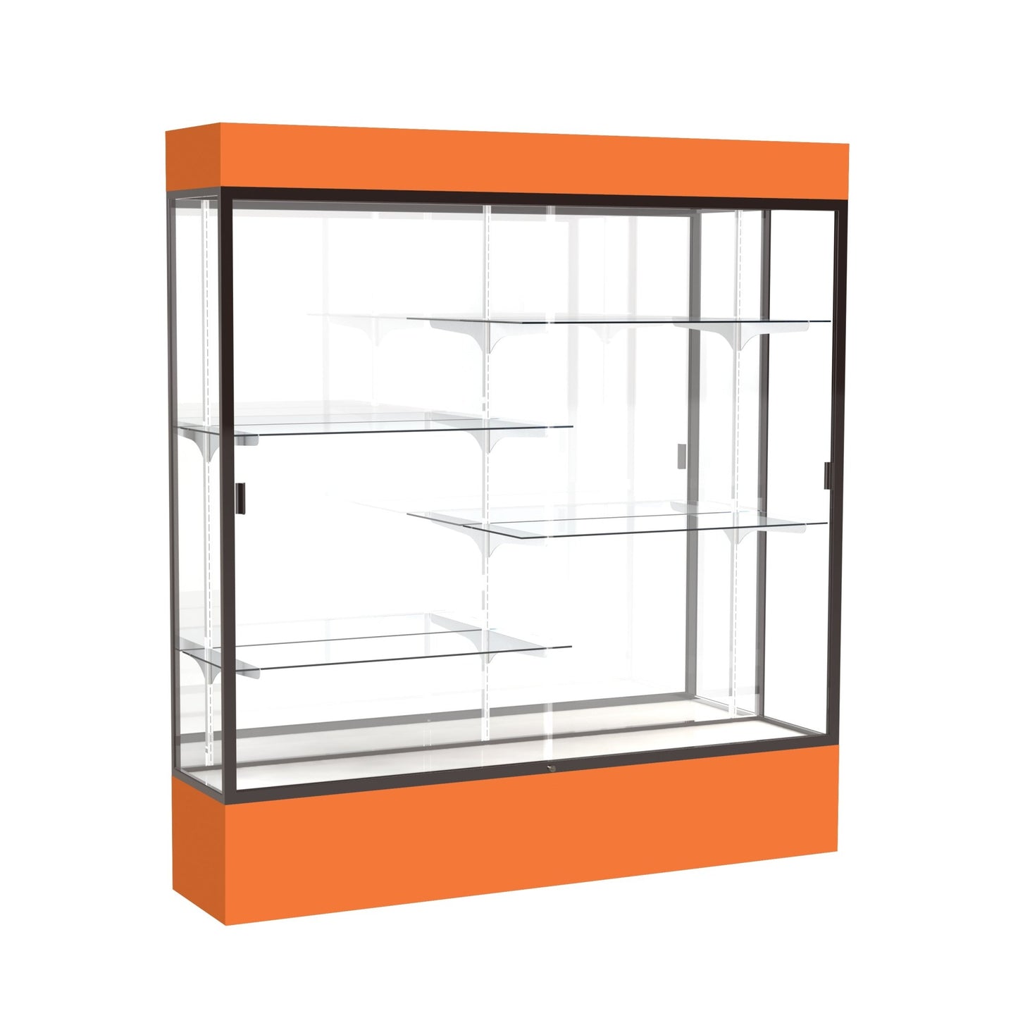 Ghent Spirit Floor Display Case Lighted, Aluminum Frame, 80"H x 72"W x 16"D - Waddell Display Collection (GHE - 3176XX - XX - XX) - SchoolOutlet