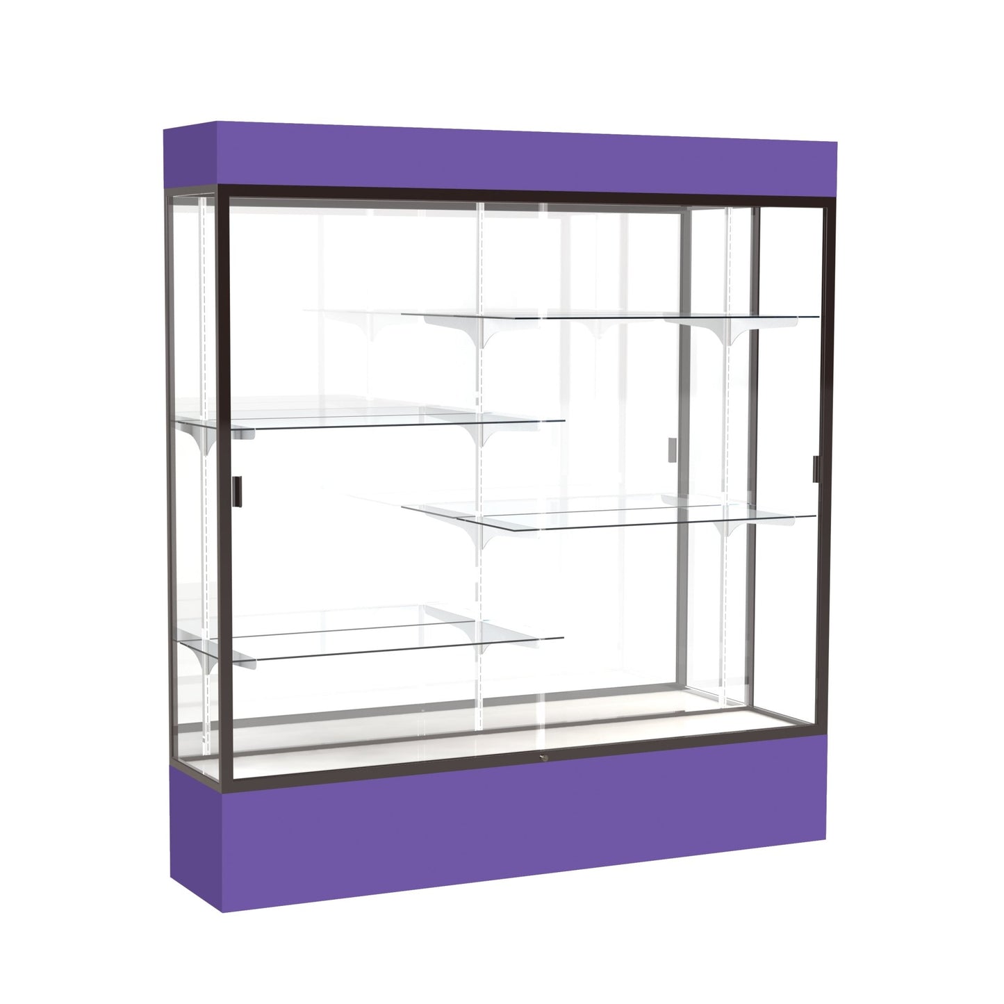 Ghent Spirit Floor Display Case Lighted, Aluminum Frame, 80"H x 72"W x 16"D - Waddell Display Collection (GHE - 3176XX - XX - XX) - SchoolOutlet