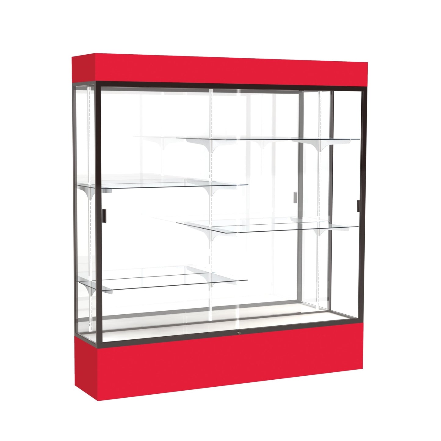 Ghent Spirit Floor Display Case Lighted, Aluminum Frame, 80"H x 72"W x 16"D - Waddell Display Collection (GHE - 3176XX - XX - XX) - SchoolOutlet