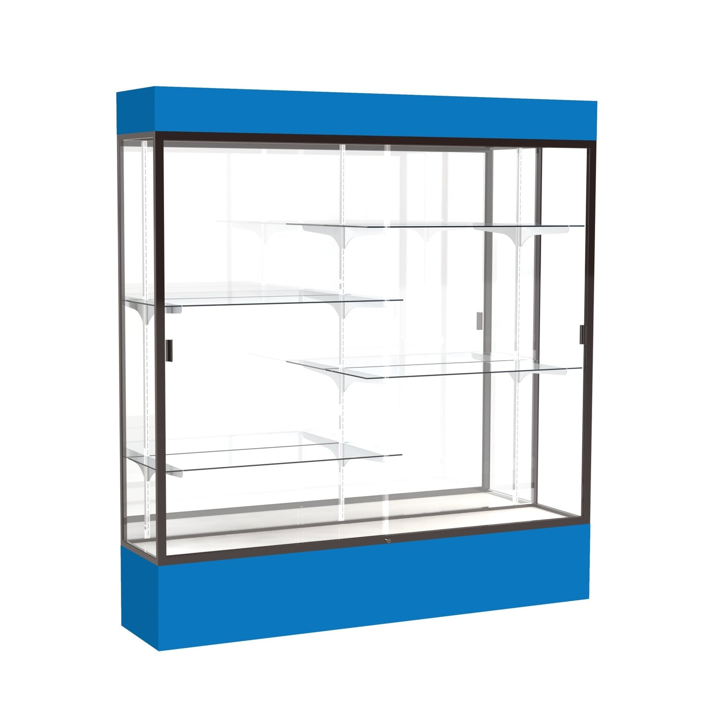 Ghent Spirit Floor Display Case Lighted, Aluminum Frame, 80"H x 72"W x 16"D - Waddell Display Collection (GHE - 3176XX - XX - XX) - SchoolOutlet