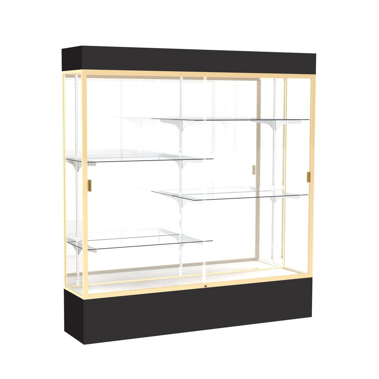 Ghent Spirit Floor Display Case Lighted, Aluminum Frame, 80"H x 72"W x 16"D - Waddell Display Collection (GHE - 3176XX - XX - XX) - SchoolOutlet
