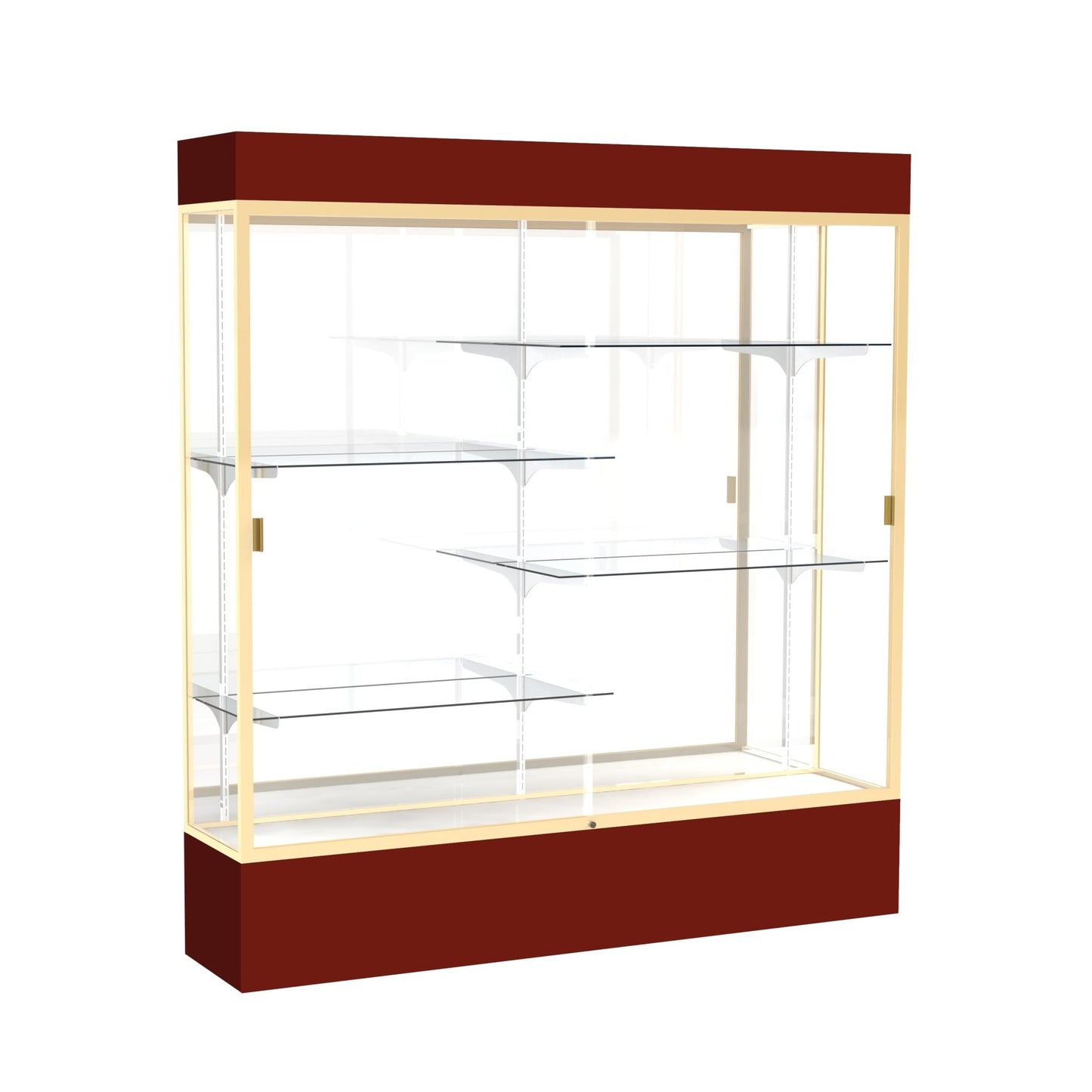Ghent Spirit Floor Display Case Lighted, Aluminum Frame, 80"H x 72"W x 16"D - Waddell Display Collection (GHE - 3176XX - XX - XX) - SchoolOutlet