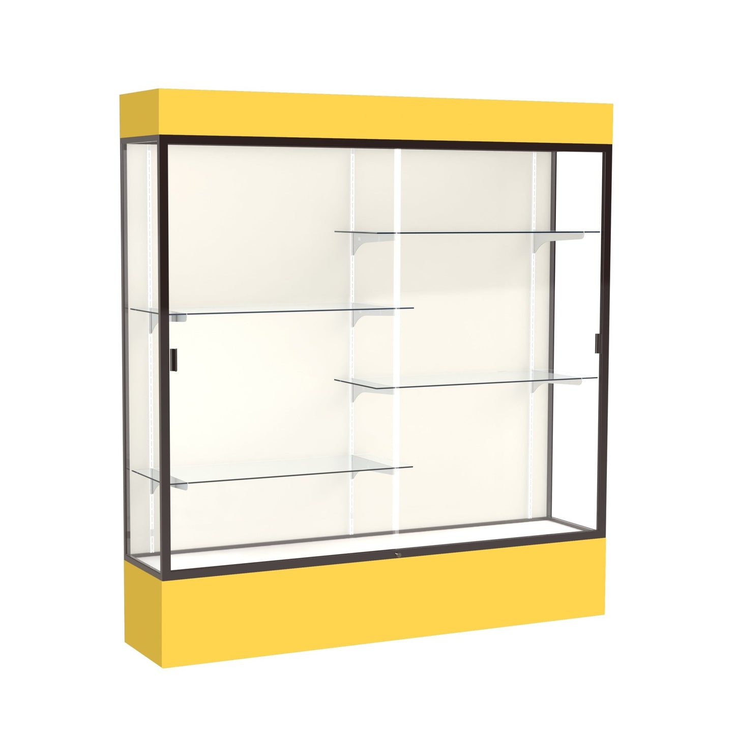 Ghent Spirit Floor Display Case Lighted, Aluminum Frame, 80"H x 72"W x 16"D - Waddell Display Collection (GHE - 3176XX - XX - XX) - SchoolOutlet