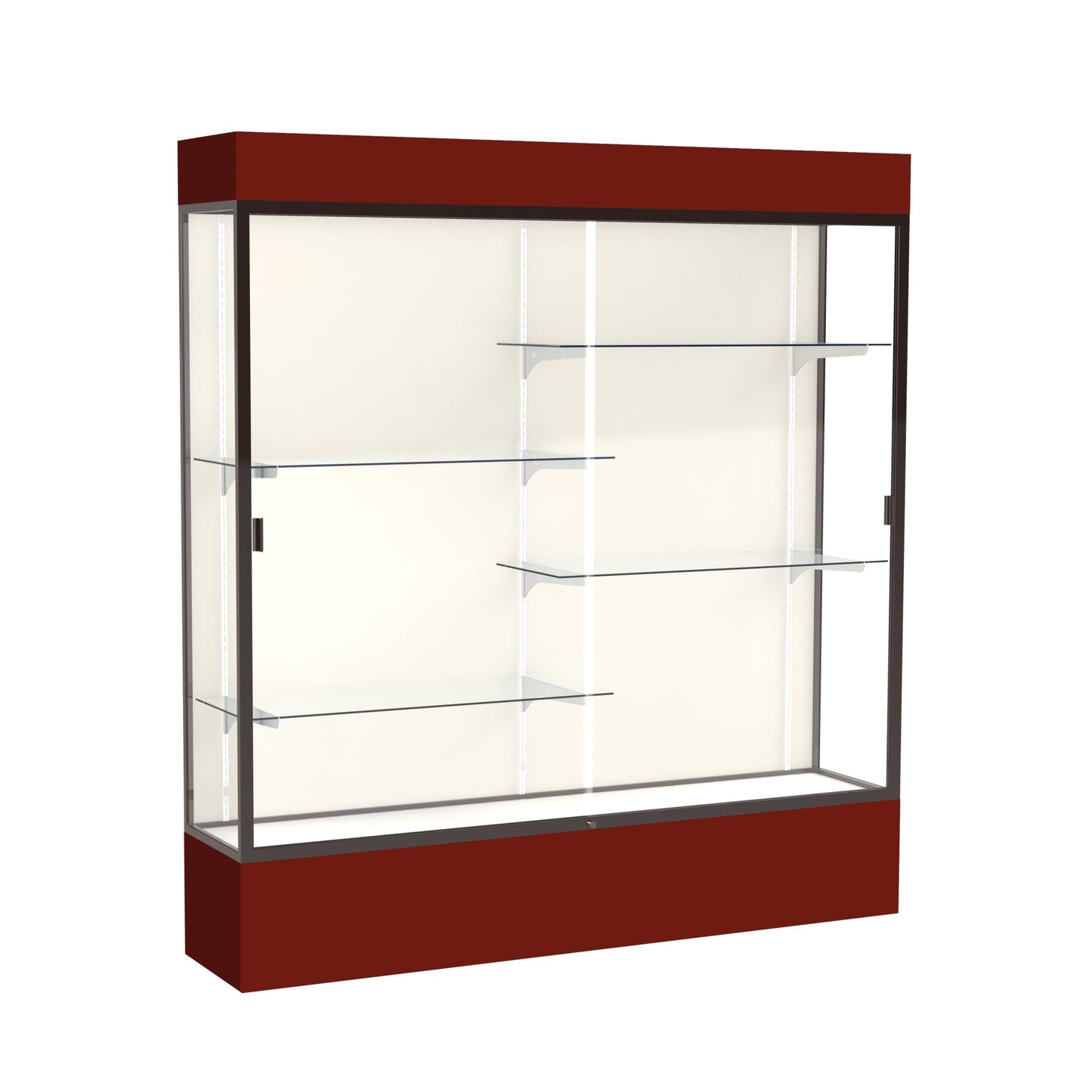 Ghent Spirit Floor Display Case Lighted, Aluminum Frame, 80"H x 72"W x 16"D - Waddell Display Collection (GHE - 3176XX - XX - XX) - SchoolOutlet