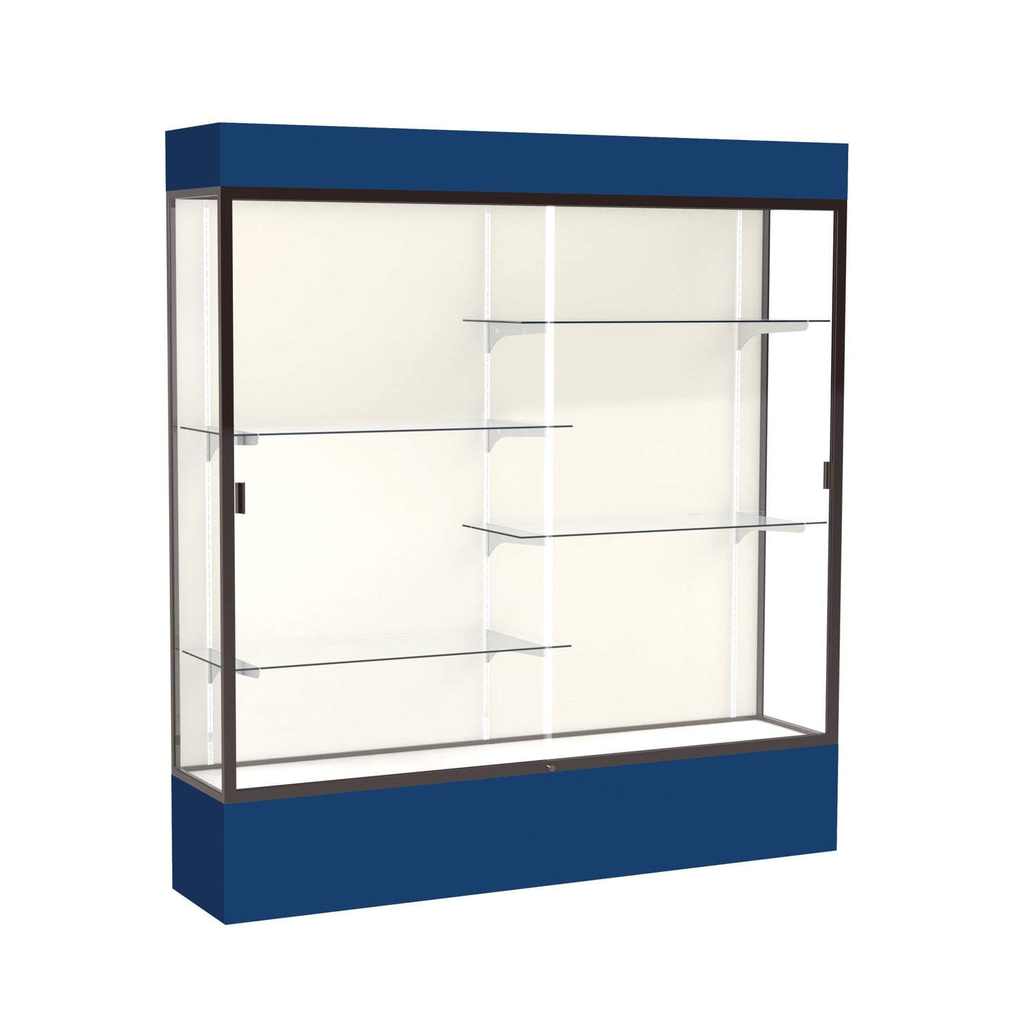 Ghent Spirit Floor Display Case Lighted, Aluminum Frame, 80"H x 72"W x 16"D - Waddell Display Collection (GHE - 3176XX - XX - XX) - SchoolOutlet