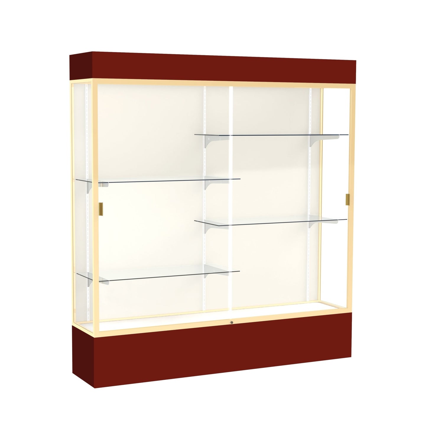 Ghent Spirit Floor Display Case Lighted, Aluminum Frame, 80"H x 72"W x 16"D - Waddell Display Collection (GHE - 3176XX - XX - XX) - SchoolOutlet