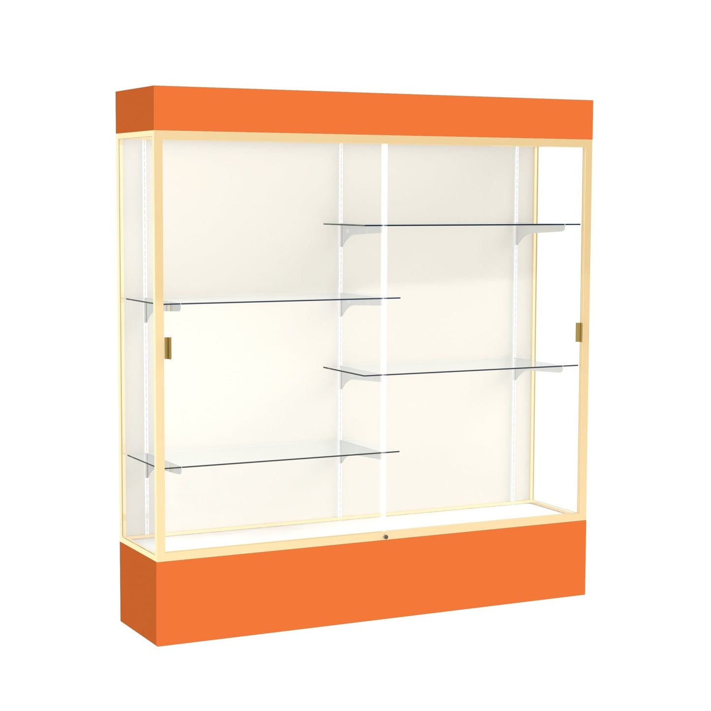 Ghent Spirit Floor Display Case Lighted, Aluminum Frame, 80"H x 72"W x 16"D - Waddell Display Collection (GHE - 3176XX - XX - XX) - SchoolOutlet