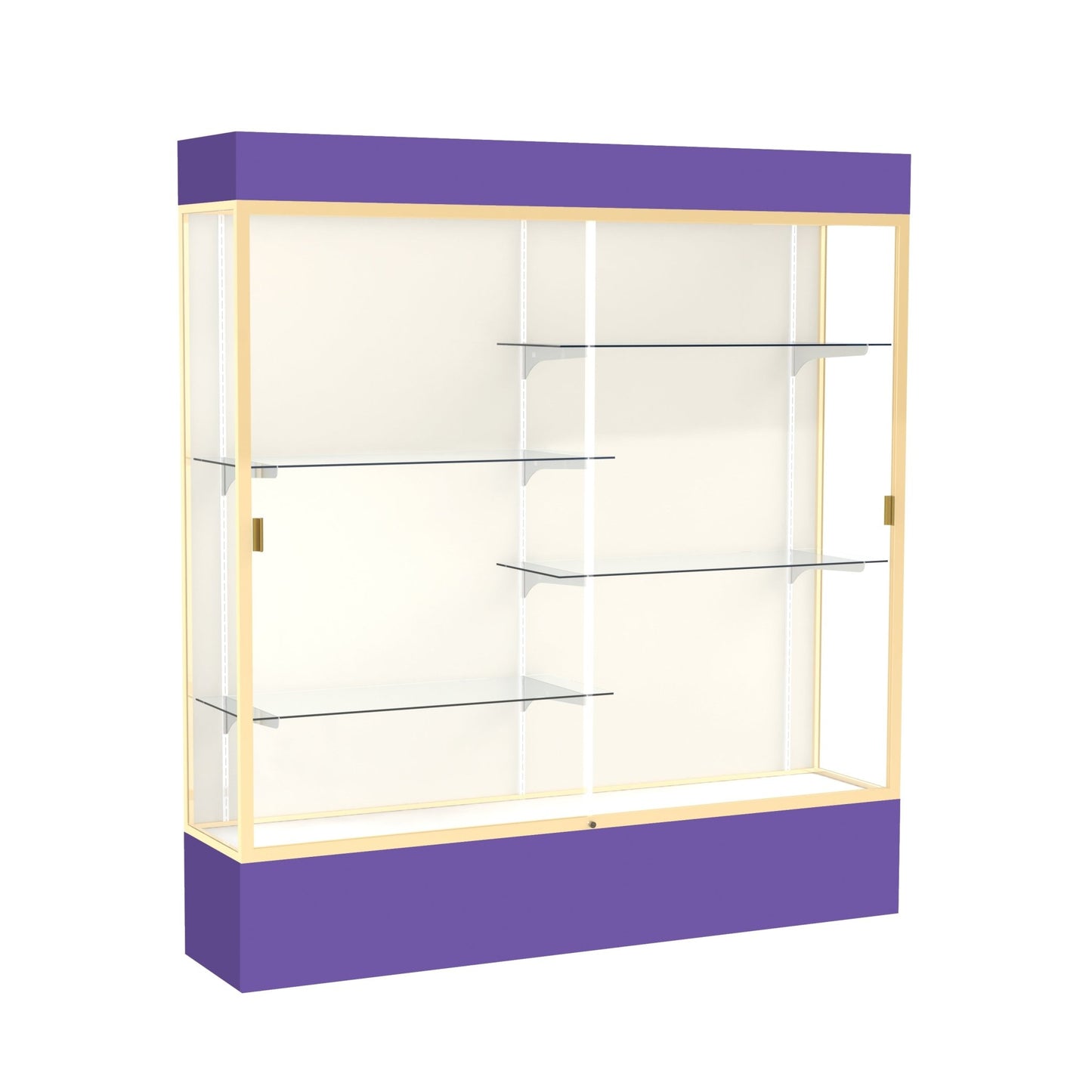 Ghent Spirit Floor Display Case Lighted, Aluminum Frame, 80"H x 72"W x 16"D - Waddell Display Collection (GHE - 3176XX - XX - XX) - SchoolOutlet