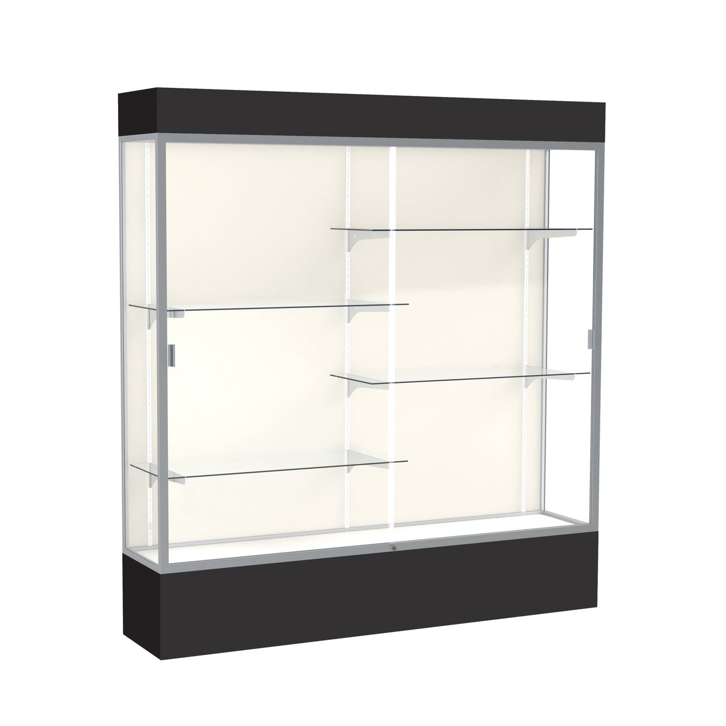 Ghent Spirit Floor Display Case Lighted, Aluminum Frame, 80"H x 72"W x 16"D - Waddell Display Collection (GHE - 3176XX - XX - XX) - SchoolOutlet