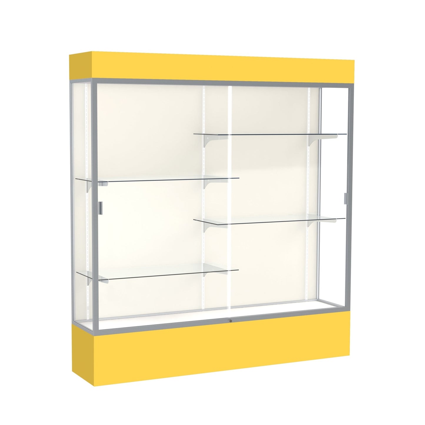 Ghent Spirit Floor Display Case Lighted, Aluminum Frame, 80"H x 72"W x 16"D - Waddell Display Collection (GHE - 3176XX - XX - XX) - SchoolOutlet