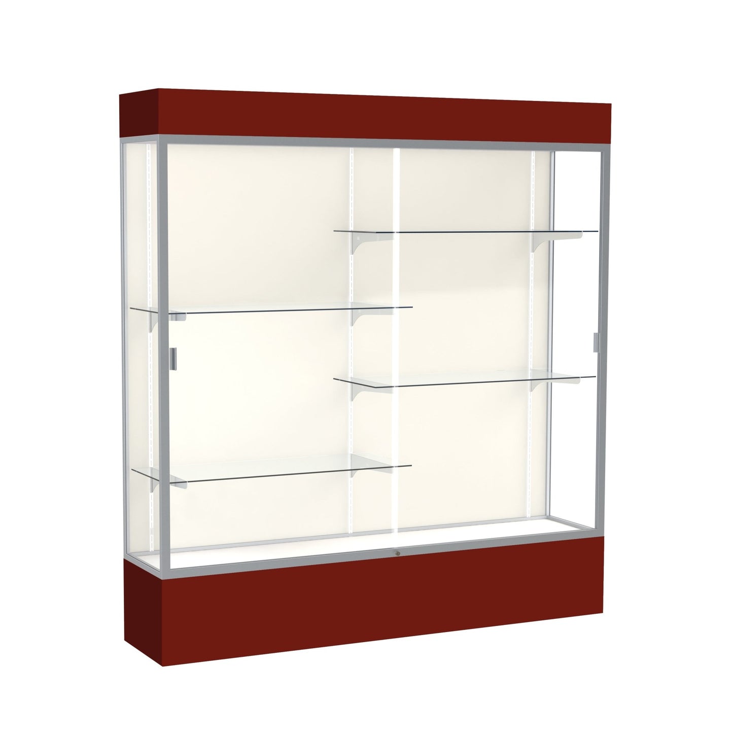 Ghent Spirit Floor Display Case Lighted, Aluminum Frame, 80"H x 72"W x 16"D - Waddell Display Collection (GHE - 3176XX - XX - XX) - SchoolOutlet