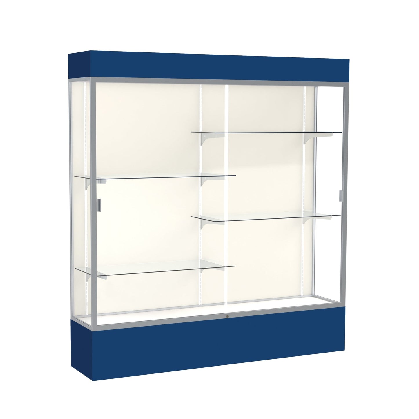 Ghent Spirit Floor Display Case Lighted, Aluminum Frame, 80"H x 72"W x 16"D - Waddell Display Collection (GHE - 3176XX - XX - XX) - SchoolOutlet