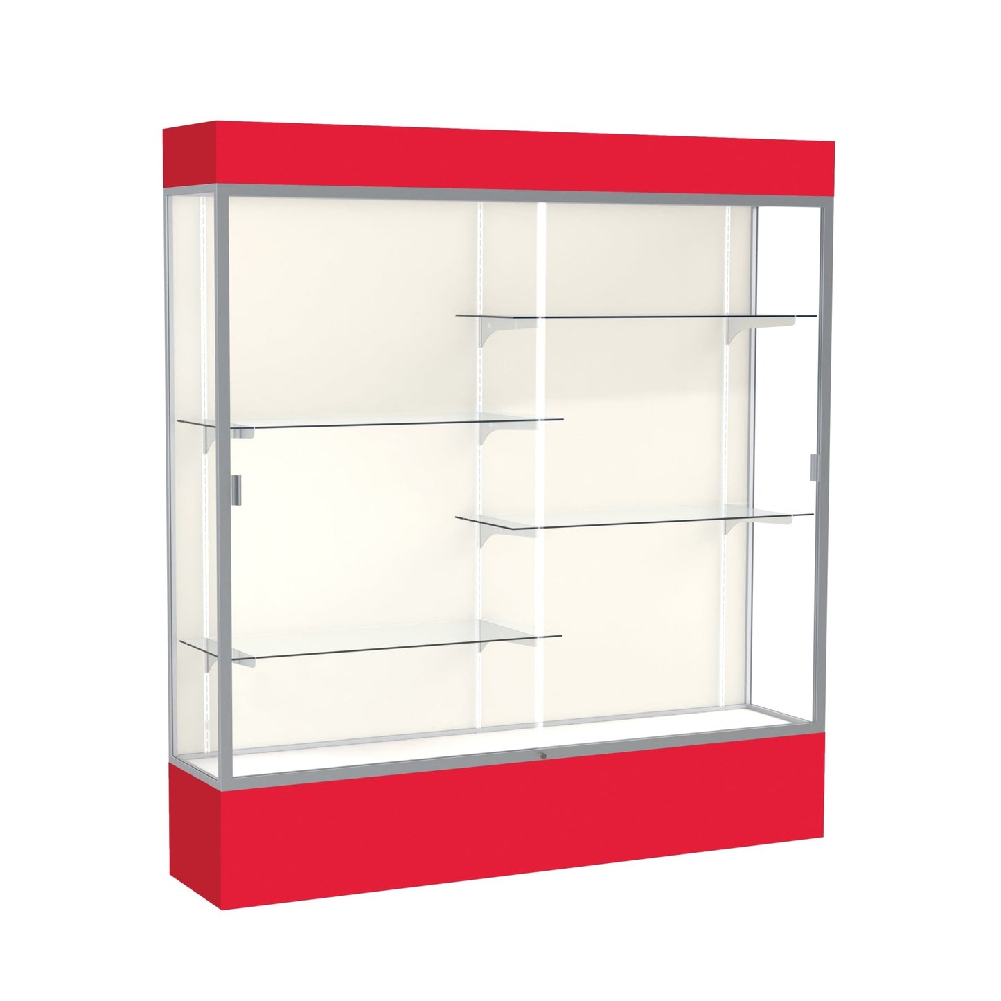 Ghent Spirit Floor Display Case Lighted, Aluminum Frame, 80"H x 72"W x 16"D - Waddell Display Collection (GHE - 3176XX - XX - XX) - SchoolOutlet