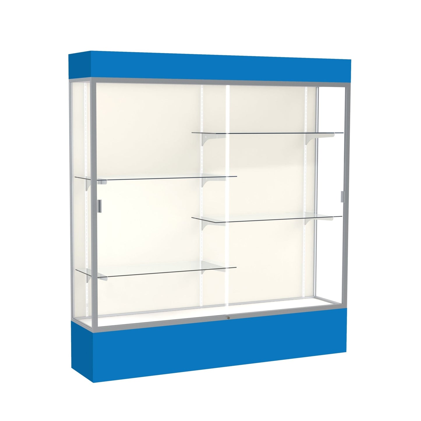 Ghent Spirit Floor Display Case Lighted, Aluminum Frame, 80"H x 72"W x 16"D - Waddell Display Collection (GHE - 3176XX - XX - XX) - SchoolOutlet