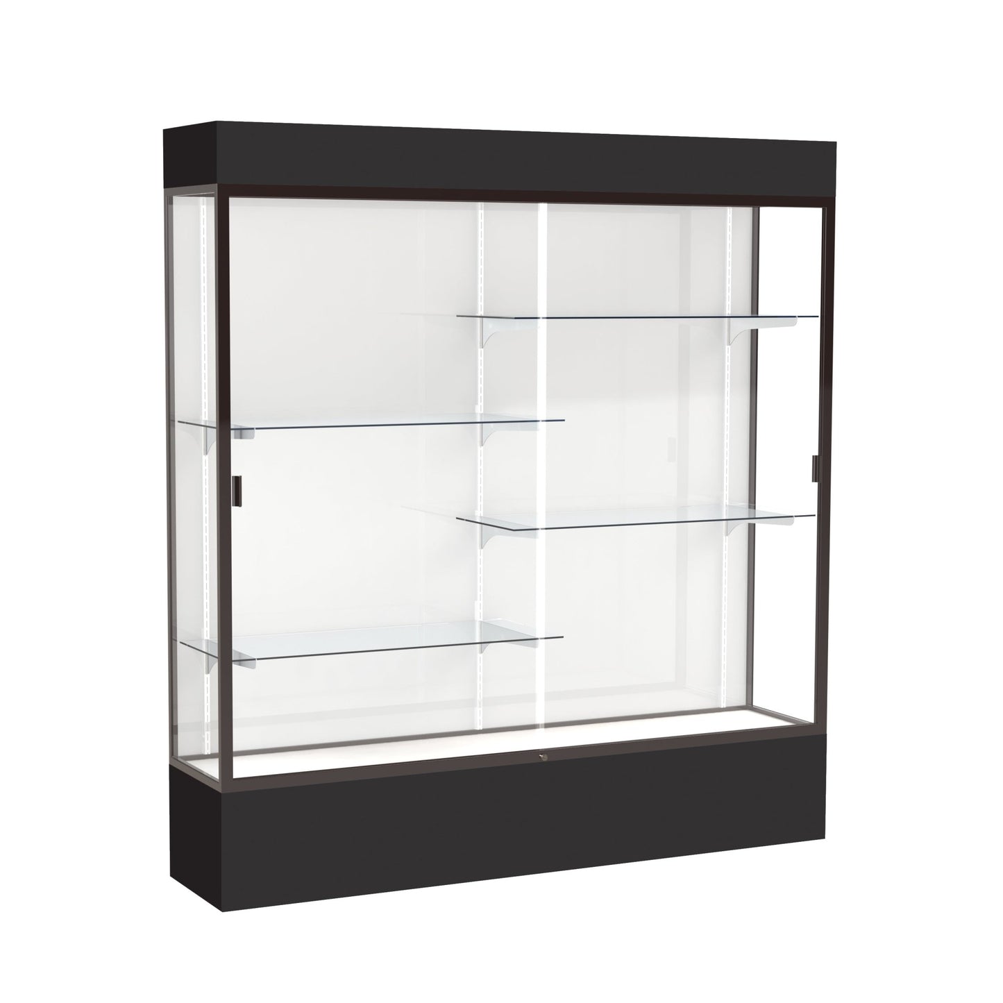 Ghent Spirit Floor Display Case Lighted, Aluminum Frame, 80"H x 72"W x 16"D - Waddell Display Collection (GHE - 3176XX - XX - XX) - SchoolOutlet