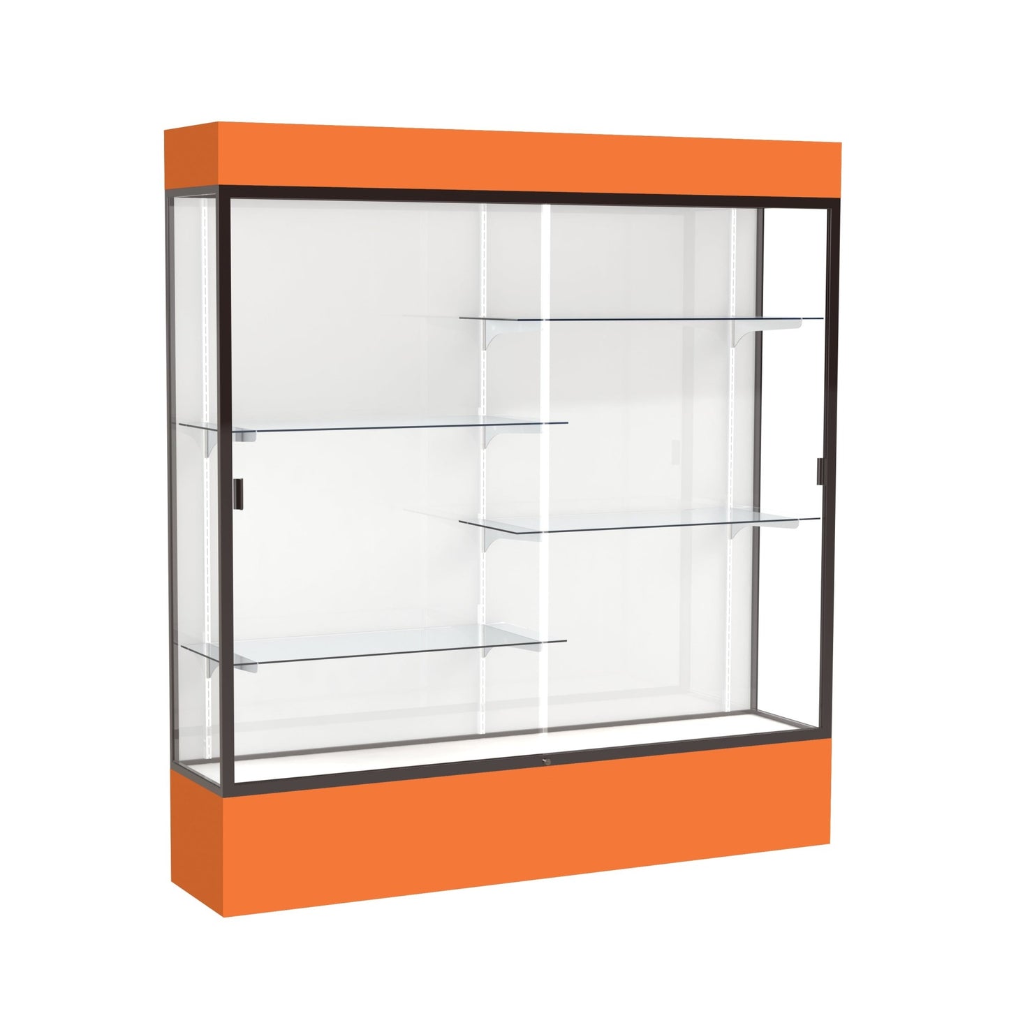 Ghent Spirit Floor Display Case Lighted, Aluminum Frame, 80"H x 72"W x 16"D - Waddell Display Collection (GHE - 3176XX - XX - XX) - SchoolOutlet