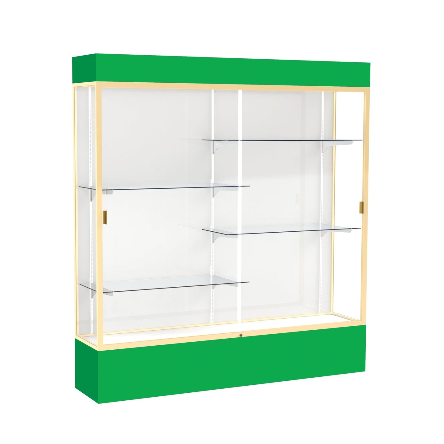 Ghent Spirit Floor Display Case Lighted, Aluminum Frame, 80"H x 72"W x 16"D - Waddell Display Collection (GHE - 3176XX - XX - XX) - SchoolOutlet