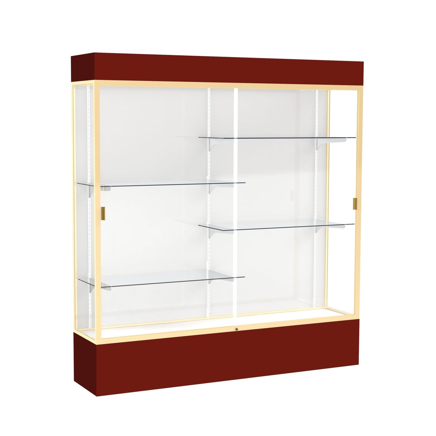 Ghent Spirit Floor Display Case Lighted, Aluminum Frame, 80"H x 72"W x 16"D - Waddell Display Collection (GHE - 3176XX - XX - XX) - SchoolOutlet