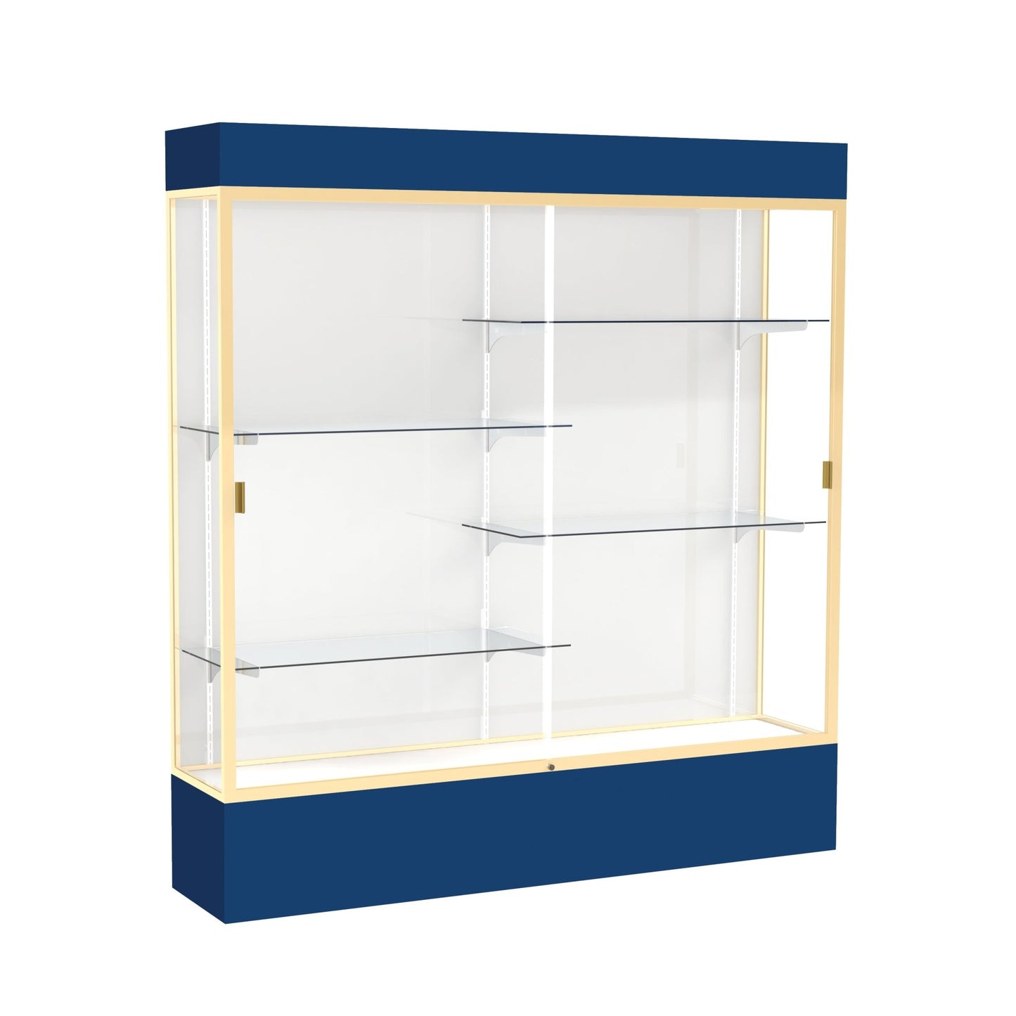 Ghent Spirit Floor Display Case Lighted, Aluminum Frame, 80"H x 72"W x 16"D - Waddell Display Collection (GHE - 3176XX - XX - XX) - SchoolOutlet