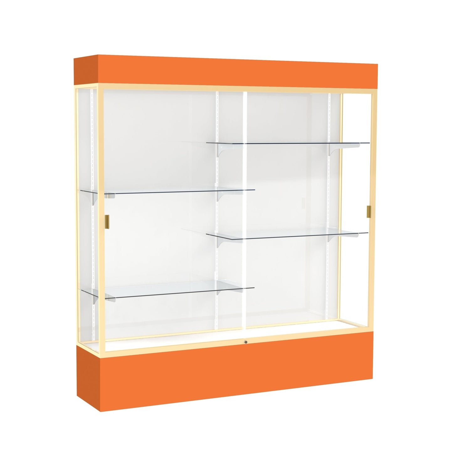 Ghent Spirit Floor Display Case Lighted, Aluminum Frame, 80"H x 72"W x 16"D - Waddell Display Collection (GHE - 3176XX - XX - XX) - SchoolOutlet
