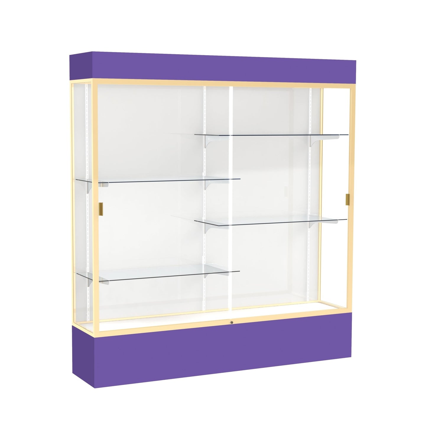Ghent Spirit Floor Display Case Lighted, Aluminum Frame, 80"H x 72"W x 16"D - Waddell Display Collection (GHE - 3176XX - XX - XX) - SchoolOutlet