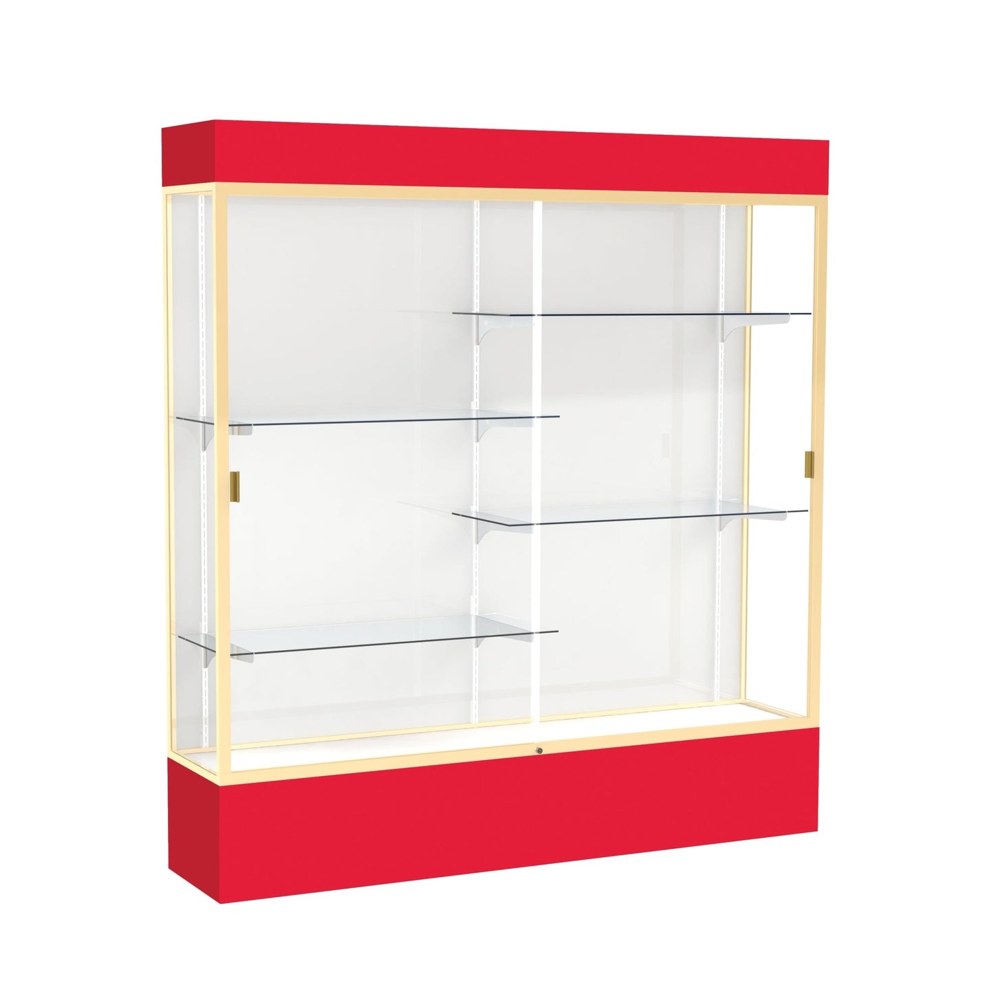 Ghent Spirit Floor Display Case Lighted, Aluminum Frame, 80"H x 72"W x 16"D - Waddell Display Collection (GHE - 3176XX - XX - XX) - SchoolOutlet