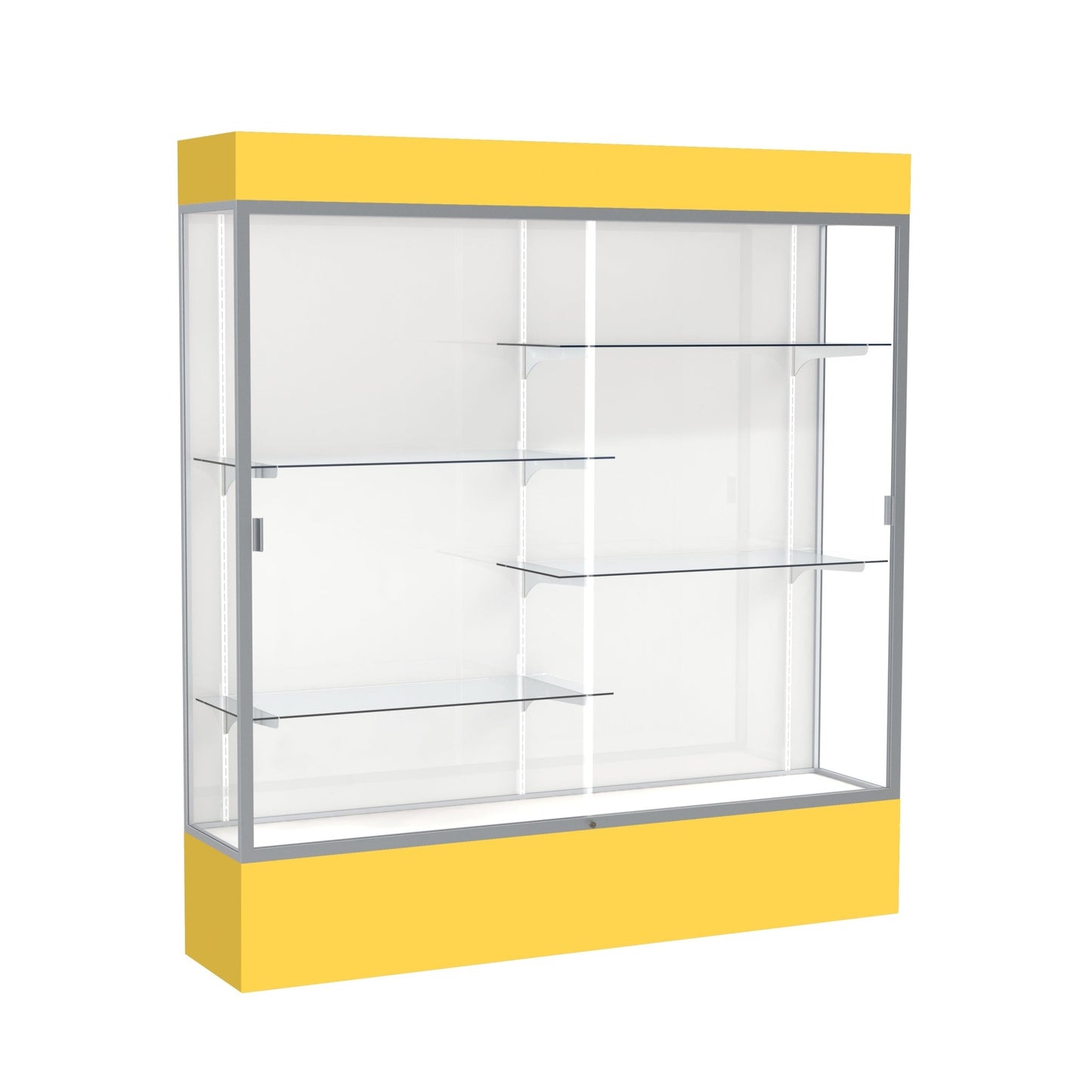 Ghent Spirit Floor Display Case Lighted, Aluminum Frame, 80"H x 72"W x 16"D - Waddell Display Collection (GHE - 3176XX - XX - XX) - SchoolOutlet