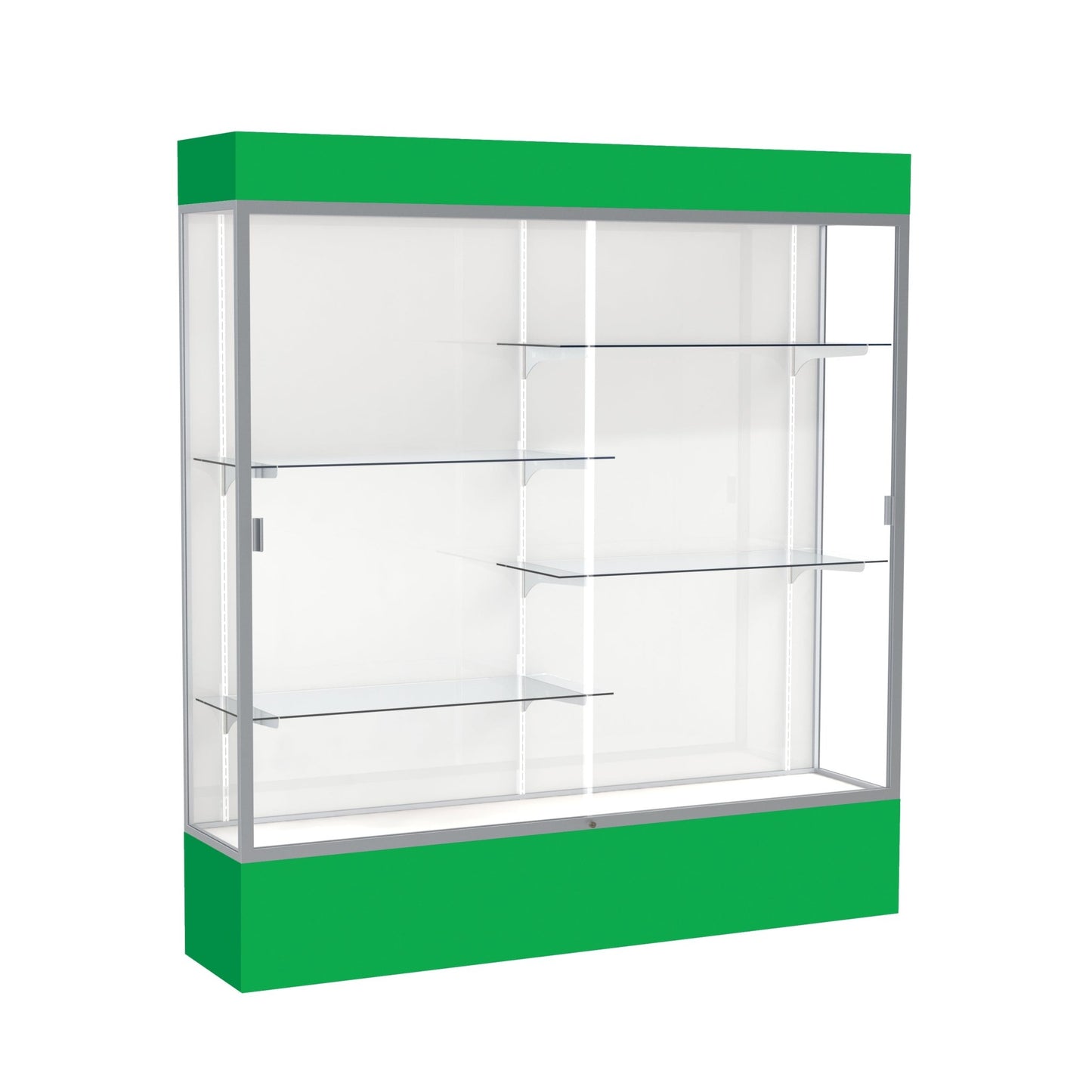 Ghent Spirit Floor Display Case Lighted, Aluminum Frame, 80"H x 72"W x 16"D - Waddell Display Collection (GHE - 3176XX - XX - XX) - SchoolOutlet
