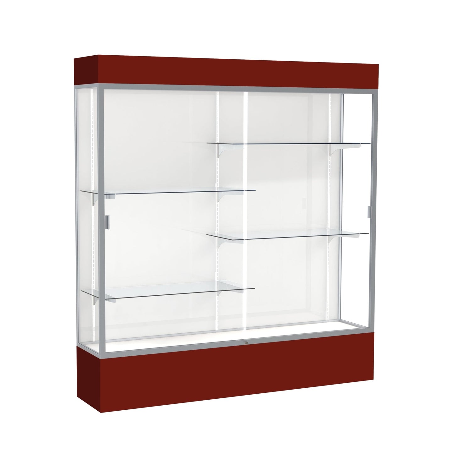 Ghent Spirit Floor Display Case Lighted, Aluminum Frame, 80"H x 72"W x 16"D - Waddell Display Collection (GHE - 3176XX - XX - XX) - SchoolOutlet