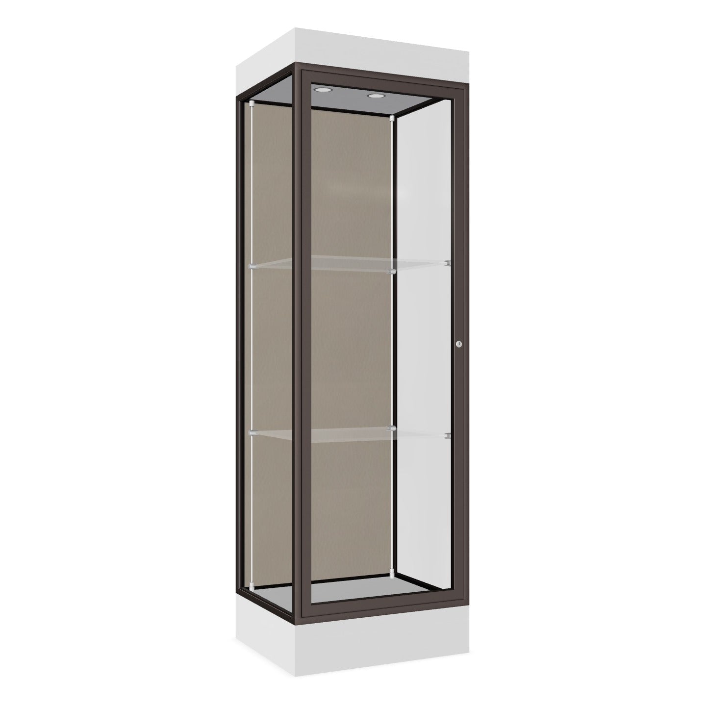 Ghent Edge Floor Display Case Lighted 6"H Laminate Base Finish, Aluminum Frame - 76"H x 24"W x 20"D (91LFXX) - SchoolOutlet