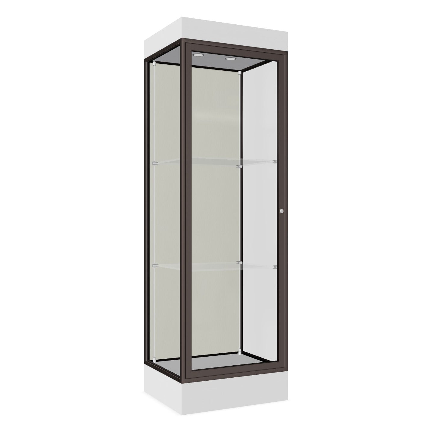 Ghent Edge Floor Display Case Lighted 6"H Laminate Base Finish, Aluminum Frame - 76"H x 24"W x 20"D (91LFXX) - SchoolOutlet