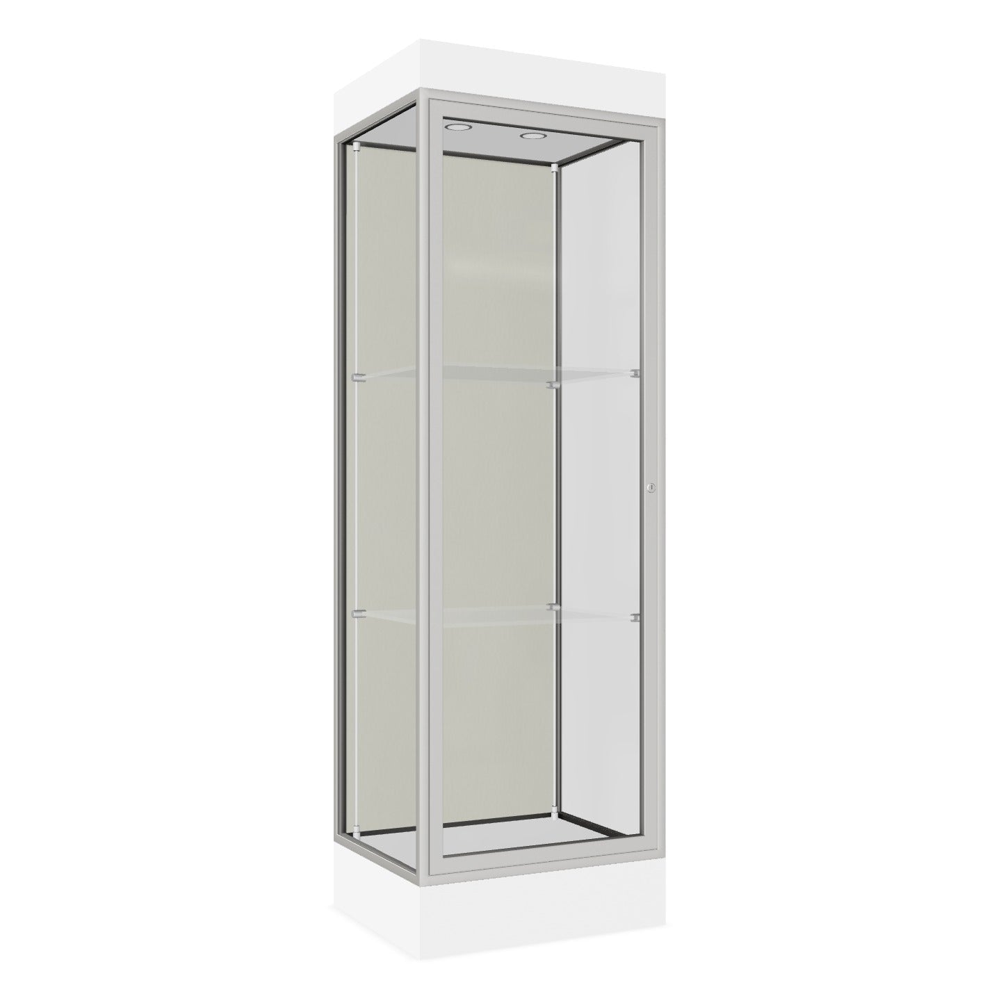 Ghent Edge Floor Display Case Lighted 6"H Laminate Base Finish, Aluminum Frame - 76"H x 24"W x 20"D (91LFXX) - SchoolOutlet