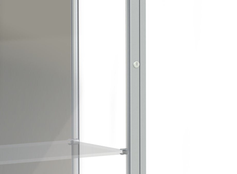 Ghent Edge Floor Display Case Lighted 12"H Laminate Base Finish, Aluminum Frame - 76"H x 24"W x 20"D (93LFXX) - SchoolOutlet