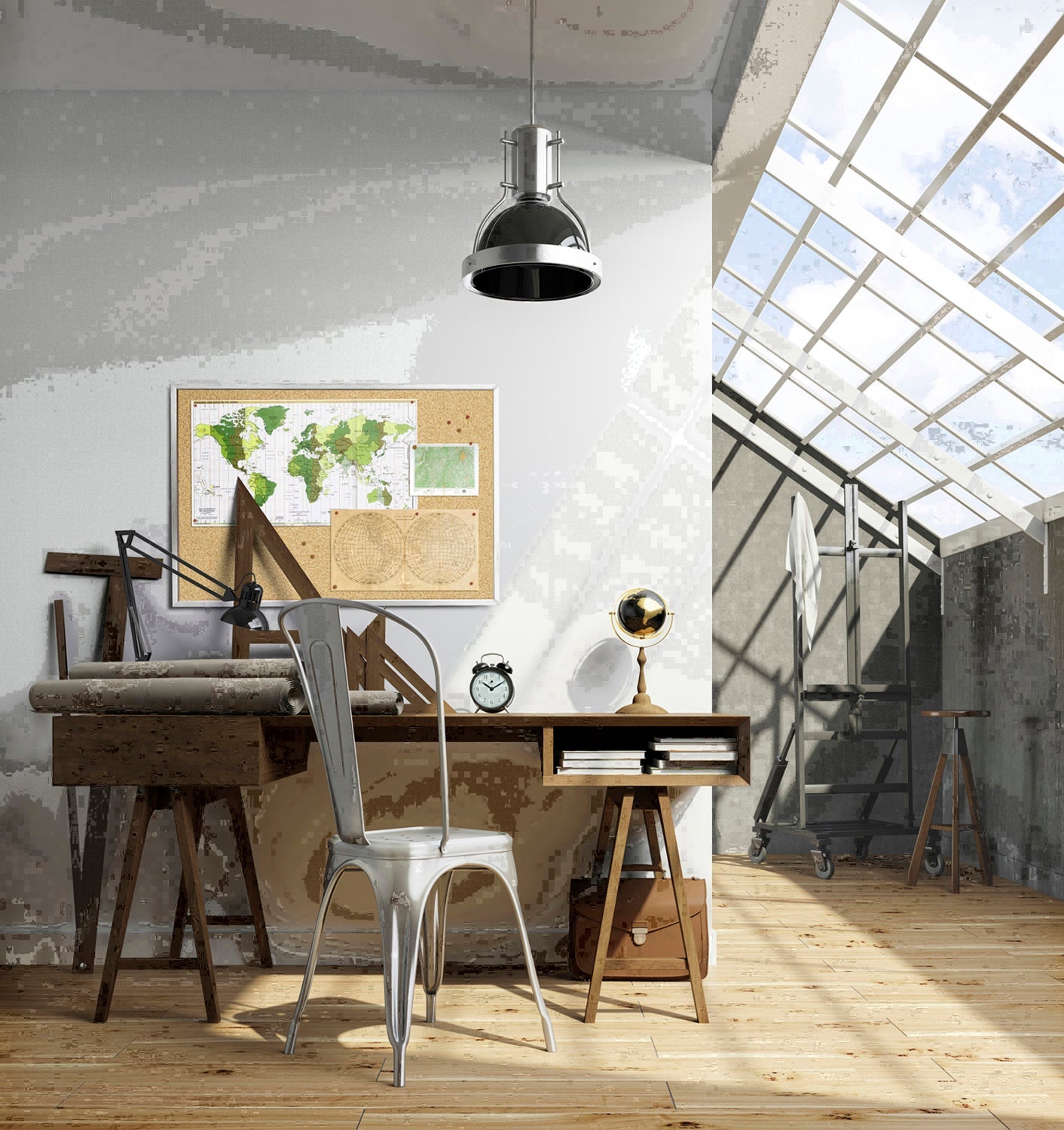 Ghent Natural Cork Bulletin Board, Satin Aluminum Frame, 4'H x 4'W (GHE - AK44) - SchoolOutlet