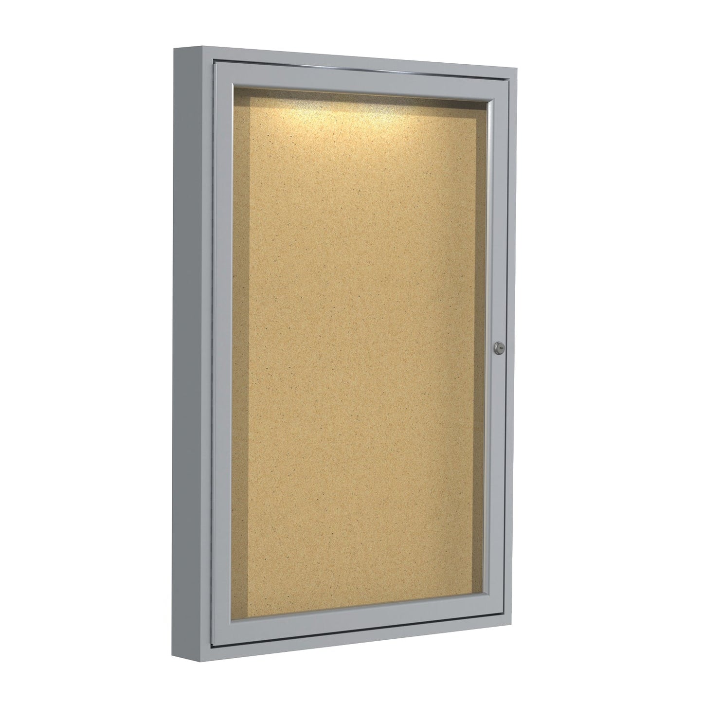 Ghent 1 Door Enclosed Natural Cork Bulletin Board, Concealed Lighting, 3'H x 2'W (GHE - CPA13624K) - SchoolOutlet