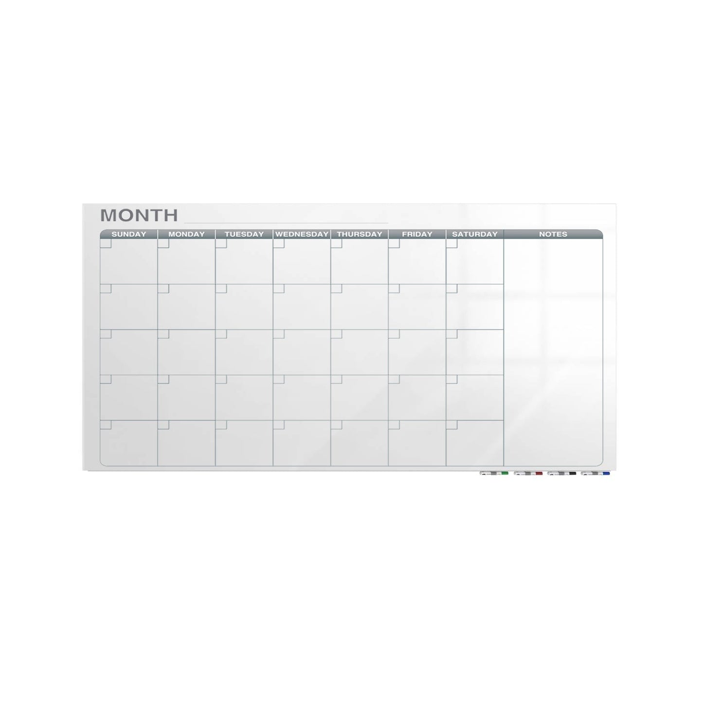 Ghent Calendar Aria Low Profile Glassboard, 1 Month Calendar, Magnetic, 2'H x 3'W (GHE - GRPARIASM31M - 23) - SchoolOutlet