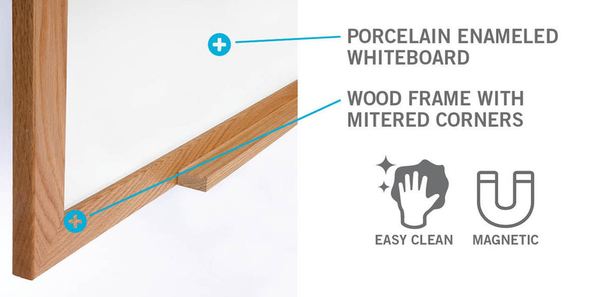 Ghent M1 Porcelain Magnetic Whiteboard, Wood Frame, 4'H x 12'W (GHE - M1W - 412 - 4) - SchoolOutlet