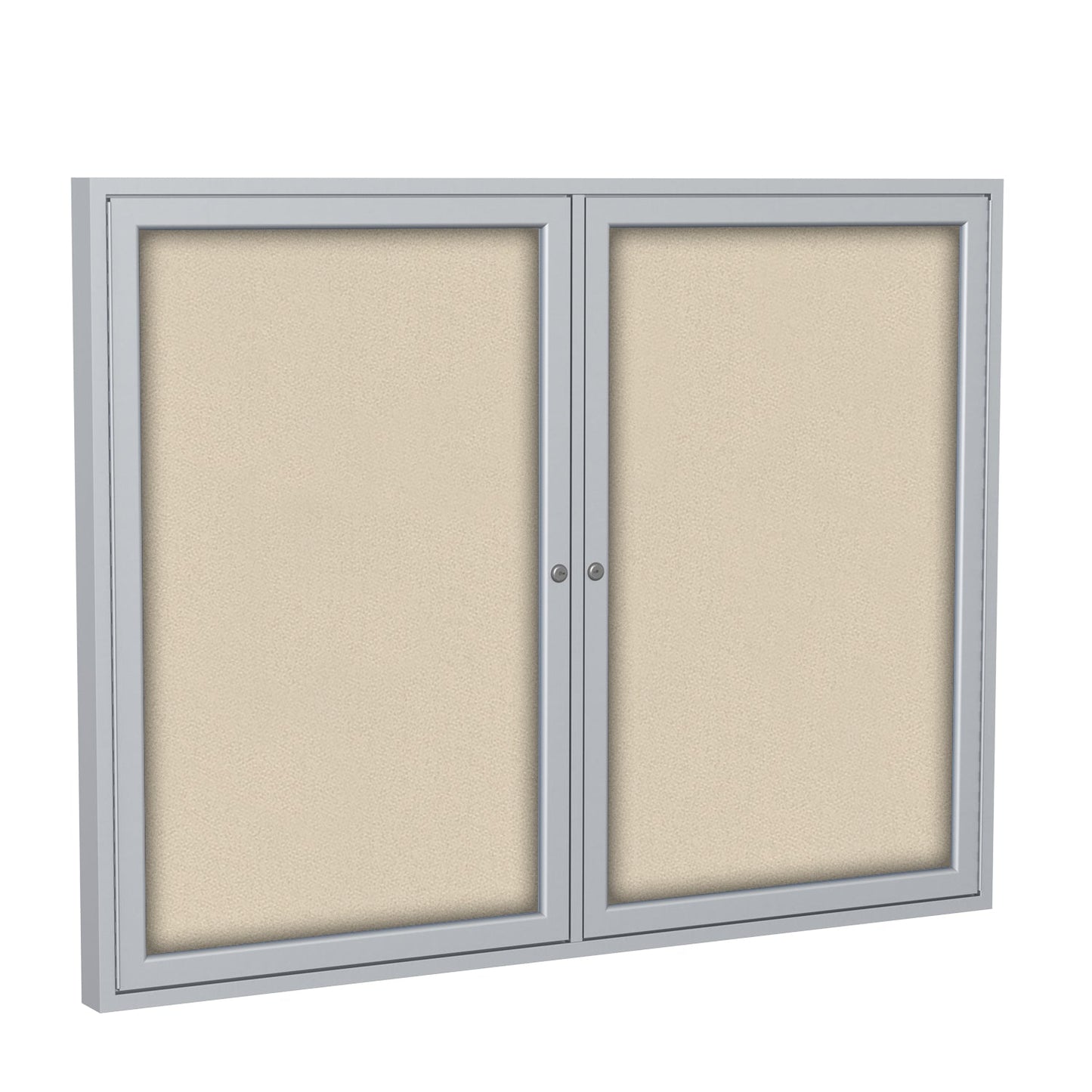 Ghent 2 Door Enclosed Fabric Bulletin Board, Satin Aluminum Frame, 3'H x 4'W (GHE - PA23648F - XX) - SchoolOutlet