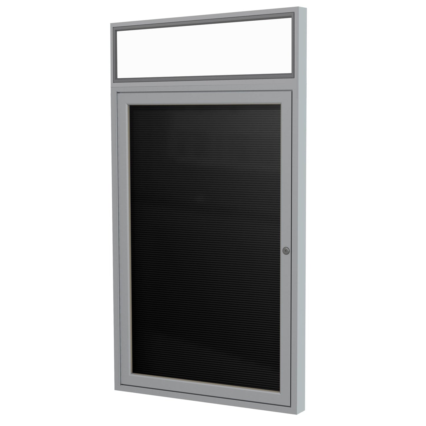 Ghent Indoor/Outdoor Enclosed Vinyl Letter Board, Headliner Frame, Satin Aluminum, 3'H x 2'W, 1 Door, Black (GHE - PABX2 - BK) - SchoolOutlet