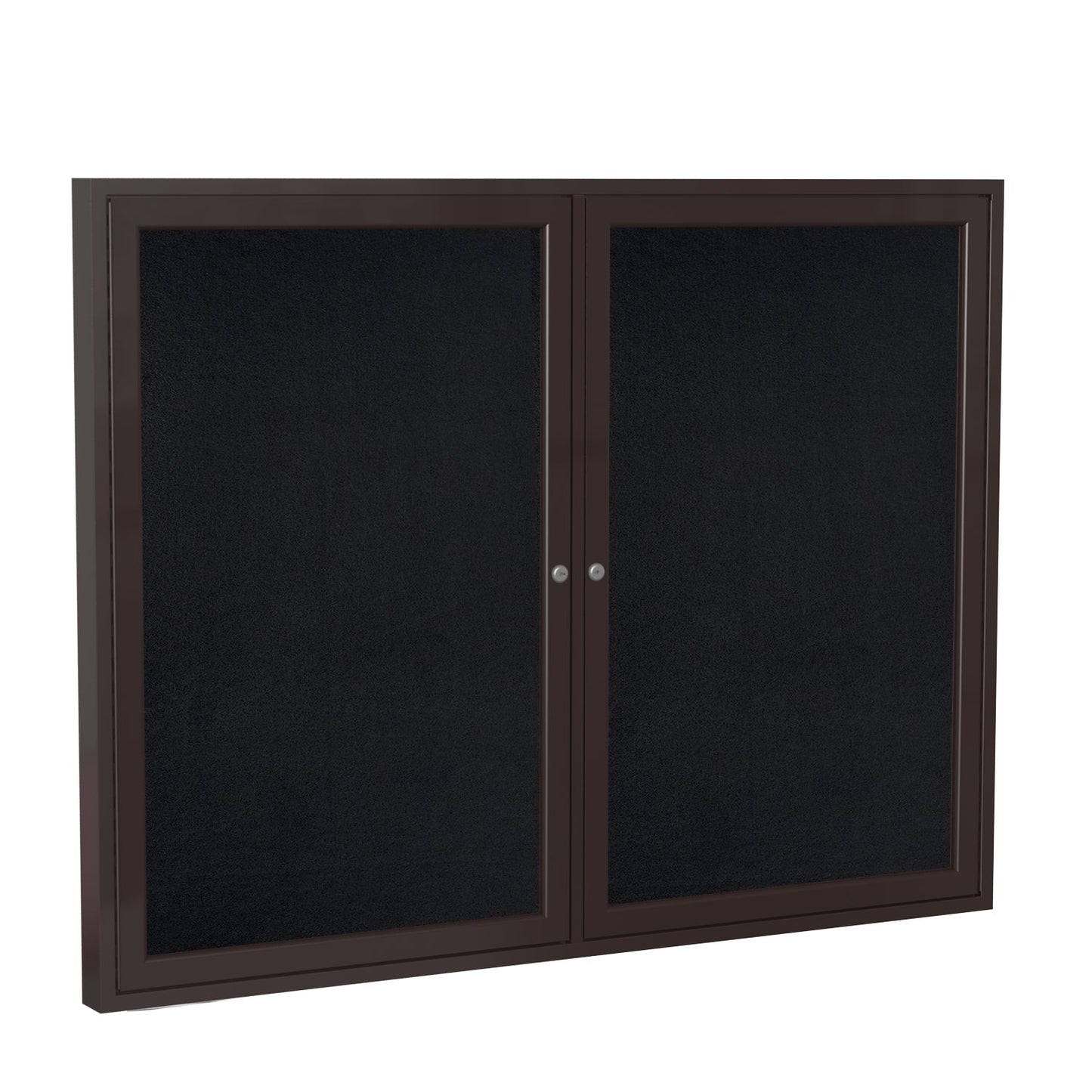 Ghent 2 Door Enclosed Recycled Rubber Bulletin Board, Bronze Aluminum Frame, 3'H x 4'W (GHE - PB23648TR - XX) - SchoolOutlet