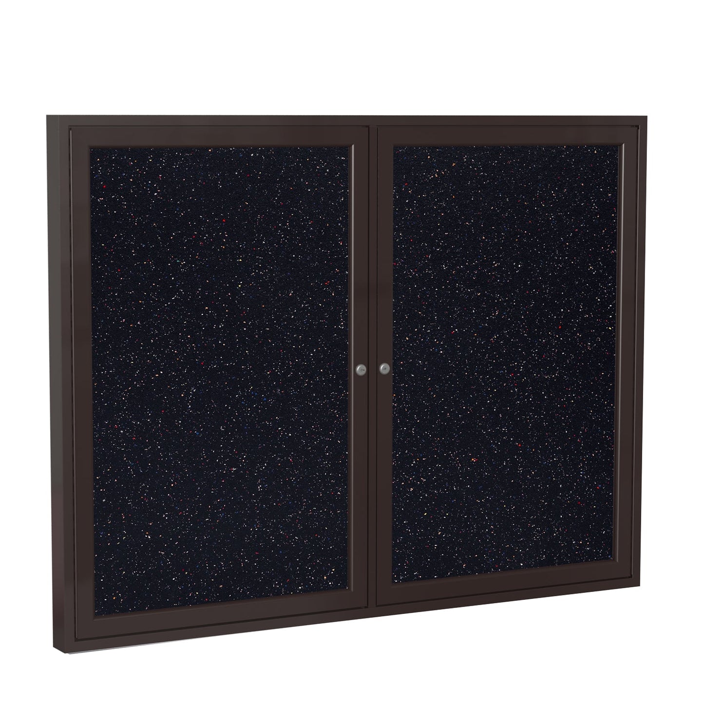 Ghent 2 Door Enclosed Recycled Rubber Bulletin Board, Bronze Aluminum Frame, 3'H x 4'W (GHE - PB23648TR - XX) - SchoolOutlet