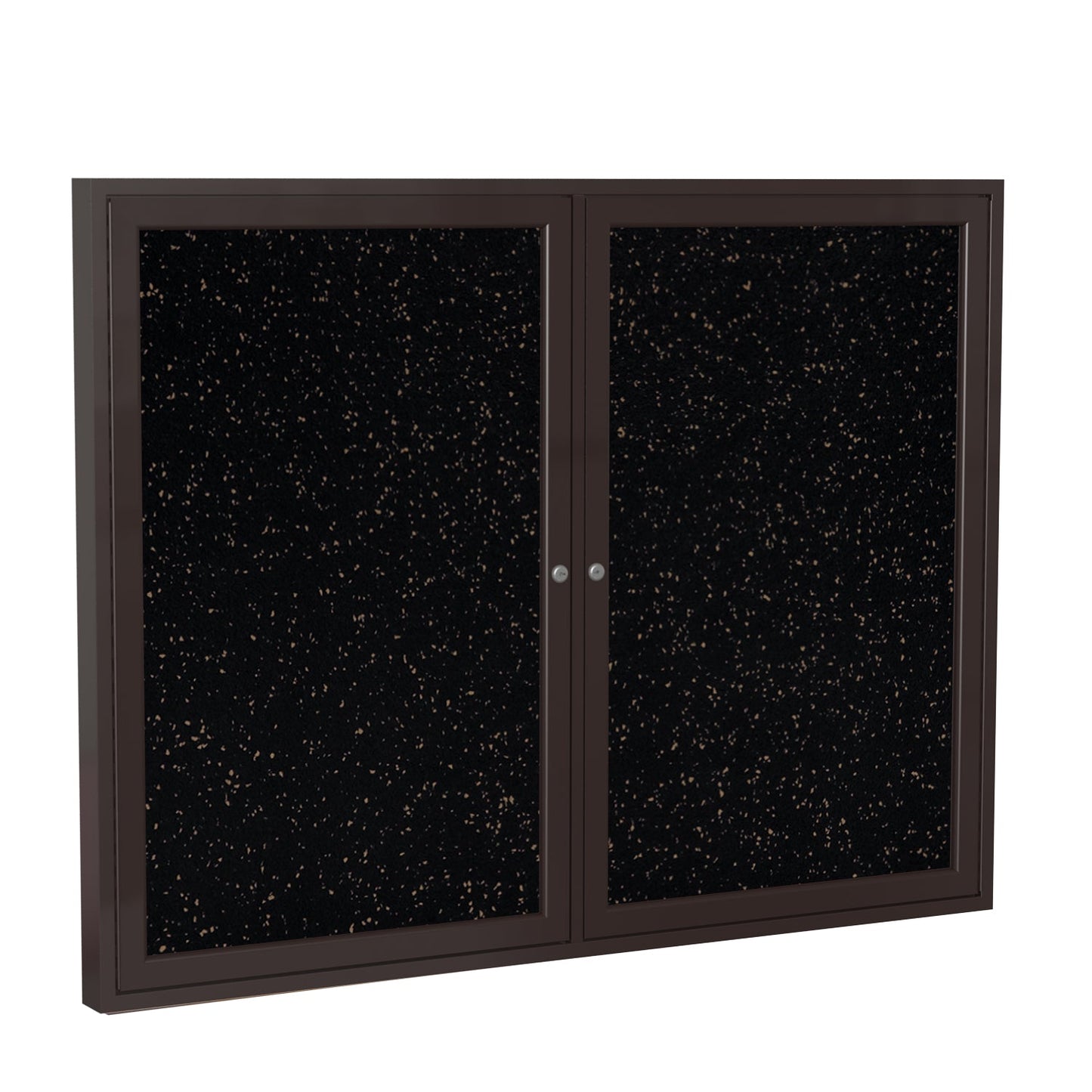 Ghent 2 Door Enclosed Recycled Rubber Bulletin Board, Bronze Aluminum Frame, 3'H x 4'W (GHE - PB23648TR - XX) - SchoolOutlet