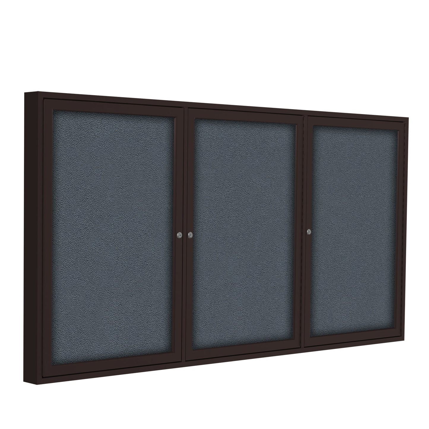 Ghent 3 Door Enclosed Fabric Bulletin Board, Bronze Aluminum Frame, 3'H x 6'W (GHE - PB33672F - XX) - SchoolOutlet